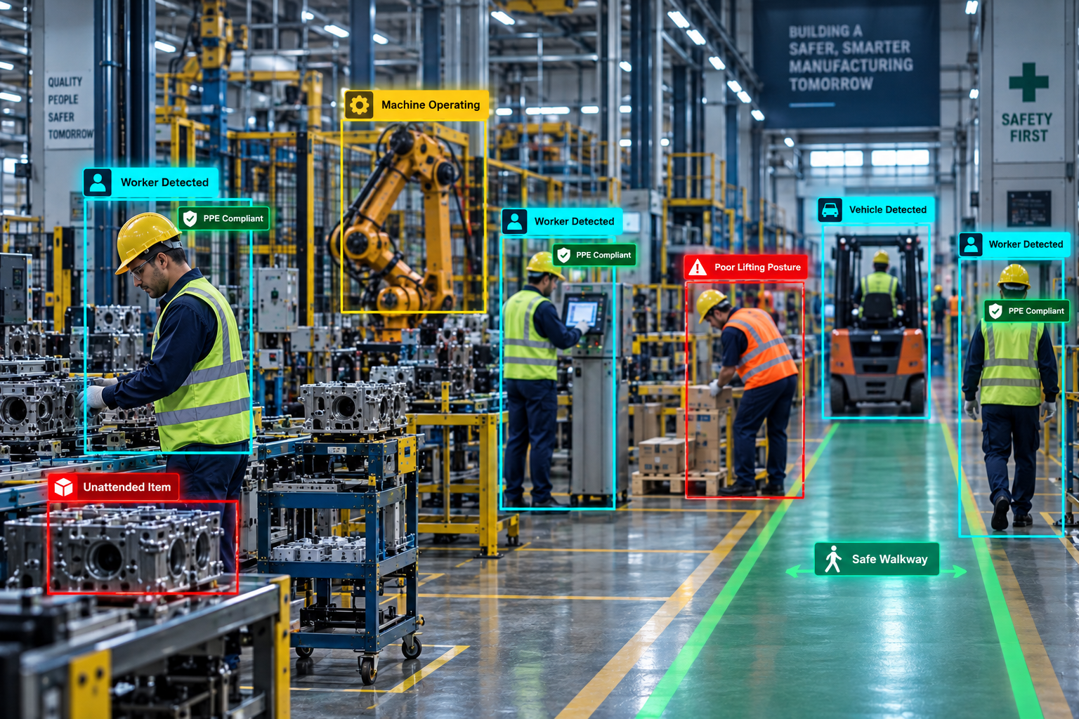 AI worker safety monitoring detecting safety violations